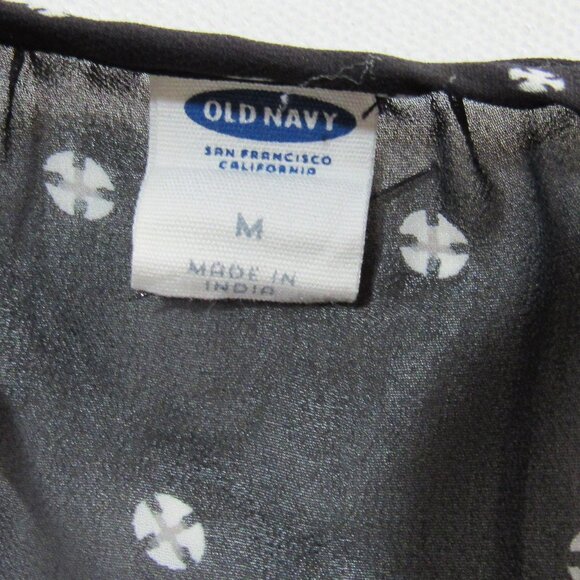 Old Navy Women's Chiffon Keyhole Long Sleeve Retro Ditsy Floral Black Size M - Picture 3 of 6